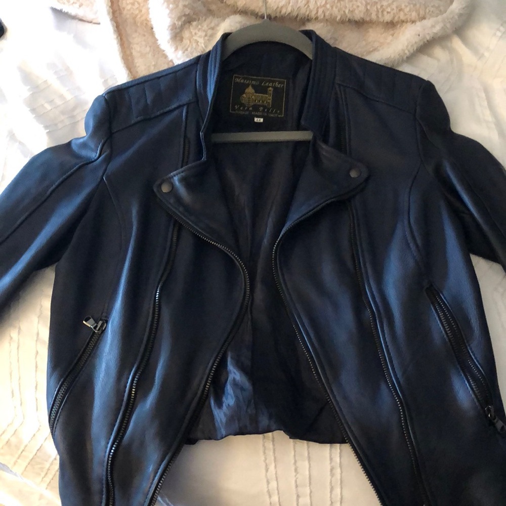 Navy leather jacket